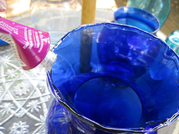 Blue and Teal Garden Glass Sculpture