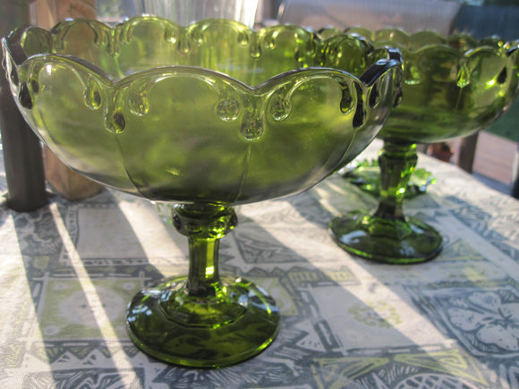 Evergreen Glass Sculpture With Candy Dishes
