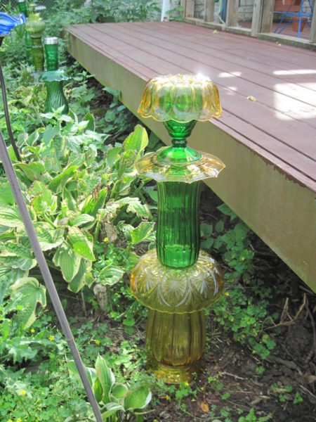 Green and Gold Glass Sculpture