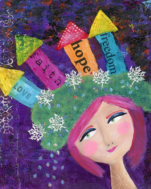 **SOLD** Love Faith Hope Freedom (Art Print)