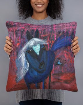 Blue Horse Pillow