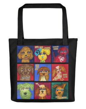 All the Doggies (Black Background) Tote Bag
