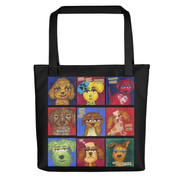 All the Doggies (Black Background) Tote Bag