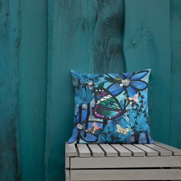 Green and Blue Butterfly Pillow
