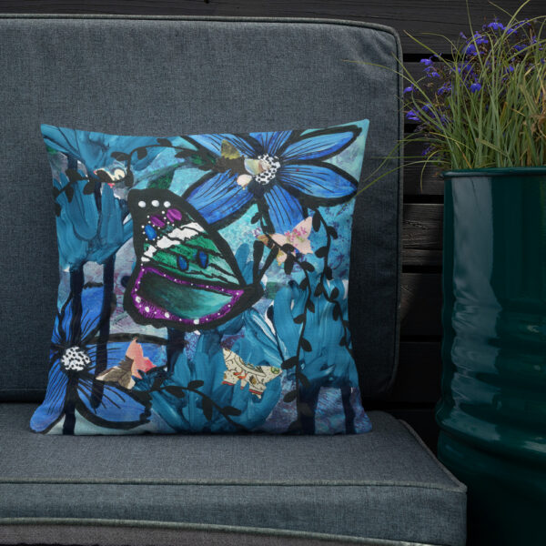 Green and Blue Butterfly Pillow - Image 2