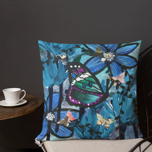 Green and Blue Butterfly Pillow - Image 3