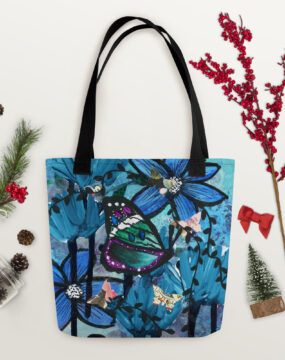 Green and Blue Butterfly Tote