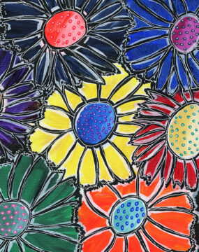 Rainbow Sunflowers (Original Art)