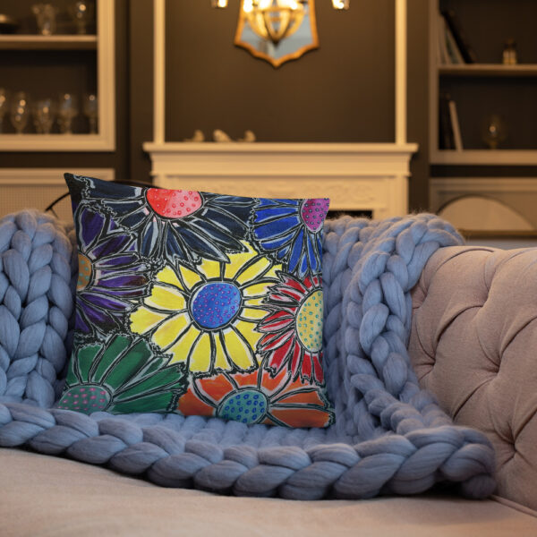 Rainbow Sunflowers Pillow - Image 3