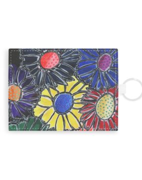 Rainbow Sunflowers Leather Card Holder