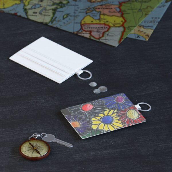 Rainbow Sunflowers Leather Card Holder - Image 4